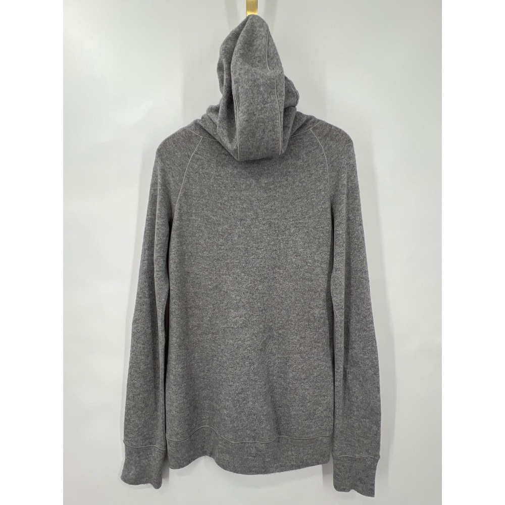 Theory Gray L Wool Cashmere Blend Tie Front Hoodie V-Neck Sweater Quiet Luxury - Picture 2 of 8